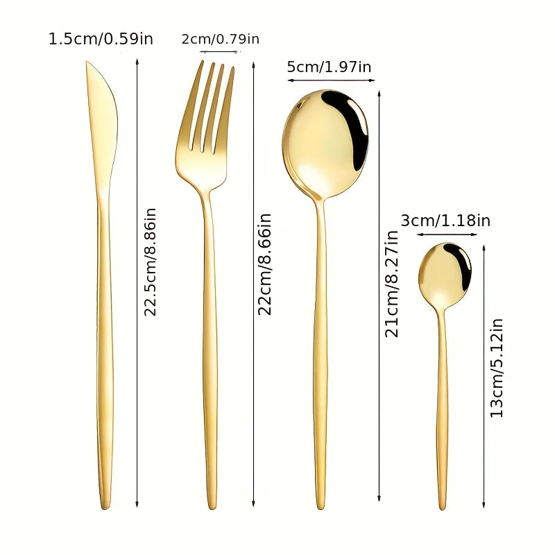 Axyaa 16-Piece Stainless Steel Tableware Set for Home, Hotel, and Restaurant