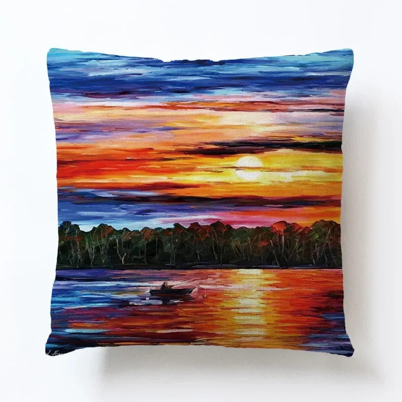 Summer Beach Alphabet Linen Pillowcase by Axyaa - Decorative Throw Pillow Cover