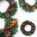Axyaa Christmas Green Wreath with Pinecones and Berries for Indoor Outdoor Decoration