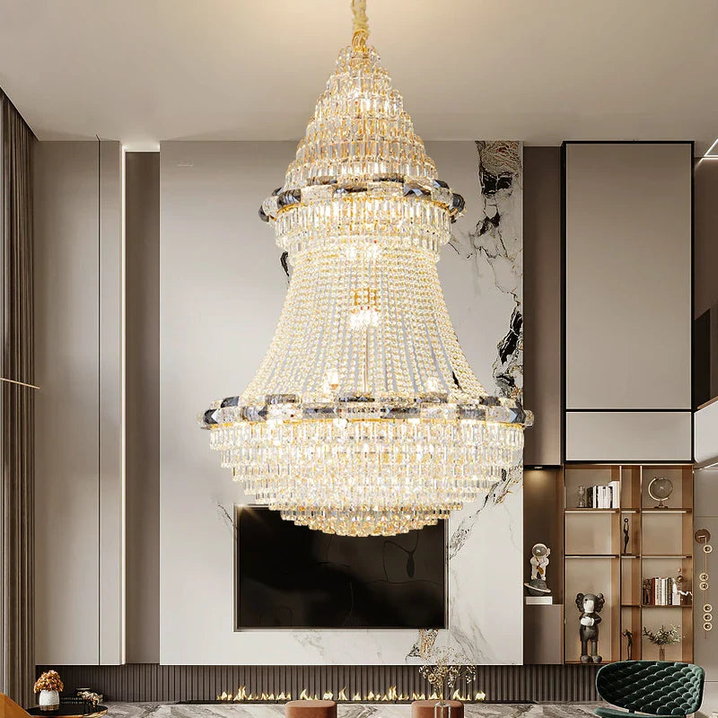 Axyaa Crystal Chandelier: Elegant European Luxury Lighting for Chic Living Spaces