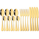 Axyaa 16-Piece Mirror Black Stainless Steel Cutlery Set for Kitchen Tableware
