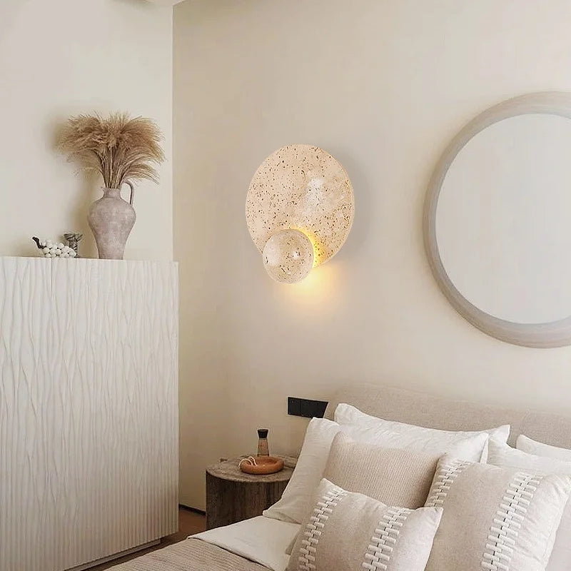Axyaa LED Pull Chain Wall Light Yellow Travertine Stair Lamp
