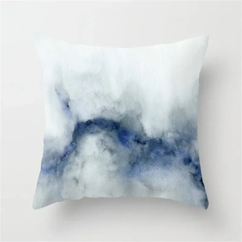 Geometric Blue Ink Flower Pillowcase for Stylish Home Decor by Axyaa