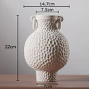 White Ceramic Vase by Axyaa: Minimalist Desk Decor with Artificial Flowers