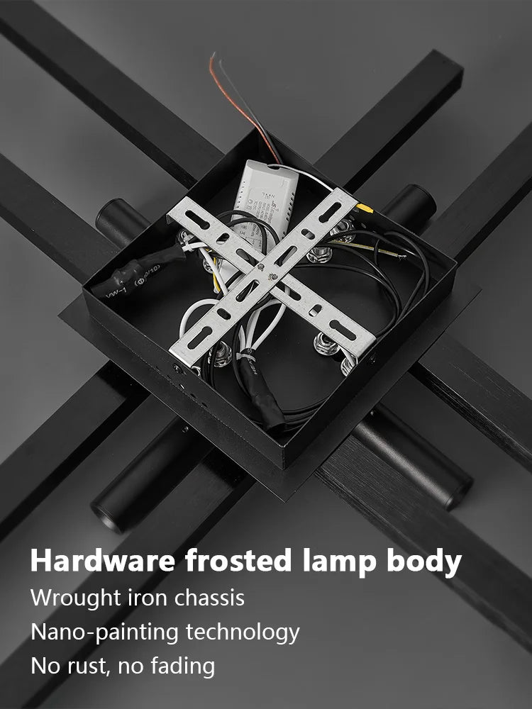 Axyaa Black Chandelier LED Ceiling Lamp Set for Modern Minimalist Style