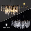 Axyaa Antique Bronze Ice Crystal Chandelier for Kitchen Table Island Bedroom.