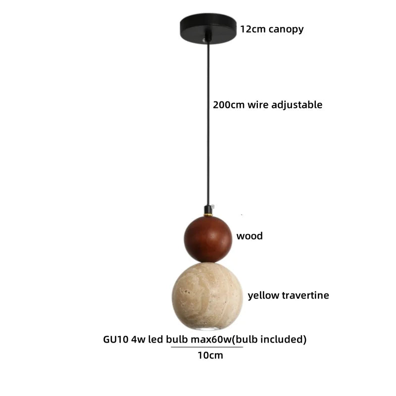 Axyaa White Glass Ball LED Pendant Lights with Wooden Base