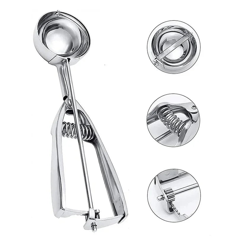 Axyaa Stainless Steel Ice Cream Spoon with Spring Handle and Watermelon Ball Spoon