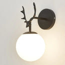 Retro Antlers Glass Ball Wall Lamp for Background Corridor with LED Lighting Night Light