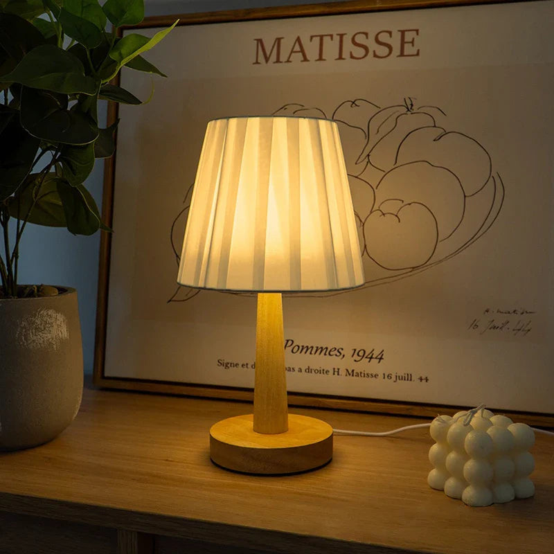 Axyaa Nordic Pleated Table Lamp USB Art Light for Bedroom Decor