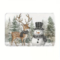 Axyaa Snowman & Fawn Printed Non-Slip Floor Mat for Home Décor