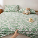 Axyaa Coarse Cotton Printed Fitted Sheet - Non-Slip Dust Cover Protector