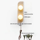Axyaa White Glass Ball LED Wall Lamp Wabi Sabi Design Yellow Travertine