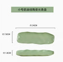 Axyaa Gilt-edged Green Ceramic Long Plate - High Grade Sushi Dim Sum Dessert Plate