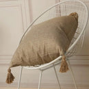 Axyaa Linen Tassel Euro Sham Pillow Covers Square Decorative Neutral Pillowcases