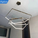 Axyaa Golden Hexagonal Geometric LED Chandelier - Nordic Modern Creative Indoor Fixtures