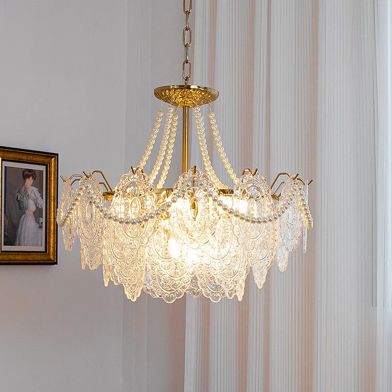 Axyaa Clear Glass LED Chandelier: Modern French Style Luxury Ceiling Fixture