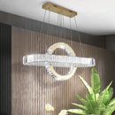 Axyaa Oval Chrome Gold Steel LED Pendant Lights with K9 Crystals