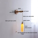 Axyaa LED Wood Wall Lamp with White Ceramic Shade for Indoor Living Room