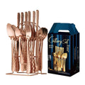 Axyaa 24-Piece Hammer Pattern Cutlery Set with Ceramic Handle