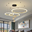 Axyaa LED Circle Ring Ceiling Chandelier for Dining Living Room Pendant Lighting