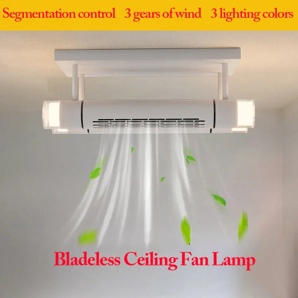 Axyaa Bladeless Ceiling Fan Lamp with LED Remote Control - Modern Acrylic Indoor Lighting for Home Decor