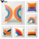 Axyaa Rainbow Tunnel Pattern Pillowcase Brown Plush Cover 45x45cm