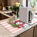 Axyaa Christmas Watercolor Absorbent Draining Mat for Dishes & Bathroom, Rubber Backed