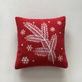 Axyaa Christmas Tree Snowflake Cushion Cover in Green and Red, Embroidered 45x45cm Square Pillowcase