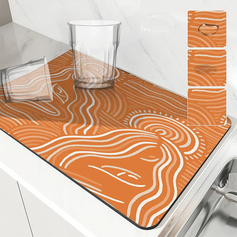 Axyaa Geometric Shapes Kitchen Drying Mat Square Table Decor Mats