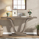 Axyaa Farmhouse Narrow Wood Console Table, 55 Inch, Industrial Rustic Entryway Sofa Tables