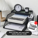 Axyaa Desk Organization Set: Tray, Pen Holder, Storage, Leather Pad, Metal Organizer