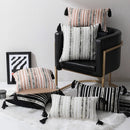 Axyaa Chenille Fringe Stripe Jacquard Pillowcase 50X50 Geometric Cushion Cover