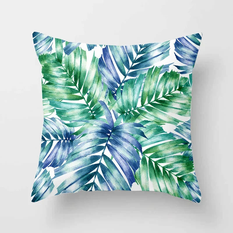Axyaa Tropical Green Plants Pattern Cushion Cover for Sofas and Decor