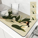 Axyaa Flower Desk Drain Pad Non-slip Kitchen Dish Drying Mat