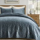 King Size Axyaa Luxury Pearl Velvet Quilt Set: Soft Paisley-Stitch Comforter with Shams