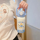 Axyaa Kids Stainless Steel Insulated Thermos Bottle with Double Straw