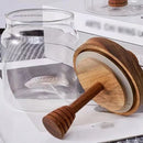 Axyaa Glass Sealed Honey Bottle with Wooden Cover and Mixing Rod