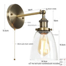 Axyaa Single Arm LED Wall Lamp Glass Iron Vintage Retro Stair Light Fixture