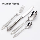Axyaa 24-Piece Gold Plated Cutlery Set Stainless Steel Western Tableware