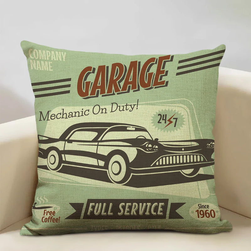 Axyaa Classic Cars Print Cushion Cover 45X45CM Pillowcase Linen Throw Pillow