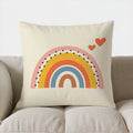 Colorful Rainbow & Hearts Pattern Pillow Cover for Sofa, Bedroom, Car - Axyaa