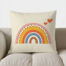 Colorful Rainbow & Hearts Pattern Pillow Cover for Sofa, Bedroom, Car - Axyaa