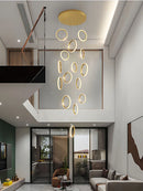 Axyaa Circular Nordic LED Pendant Lamp for Modern Living Room Lighting