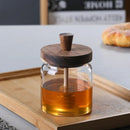 Axyaa Glass Honey Jar with Wooden Lid and Mixing Rod