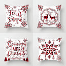 Red Flake Snow Deer Cushion Cover Set by Axyaa for Festive Home Decor