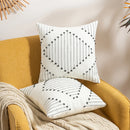 Axyaa Geometric Tufted Cushion Cover With Tassel - Modern Boho Throw Pillow