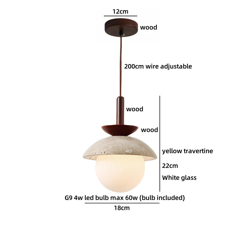 Axyaa White Glass Ball LED Pendant Lights with Wooden Base