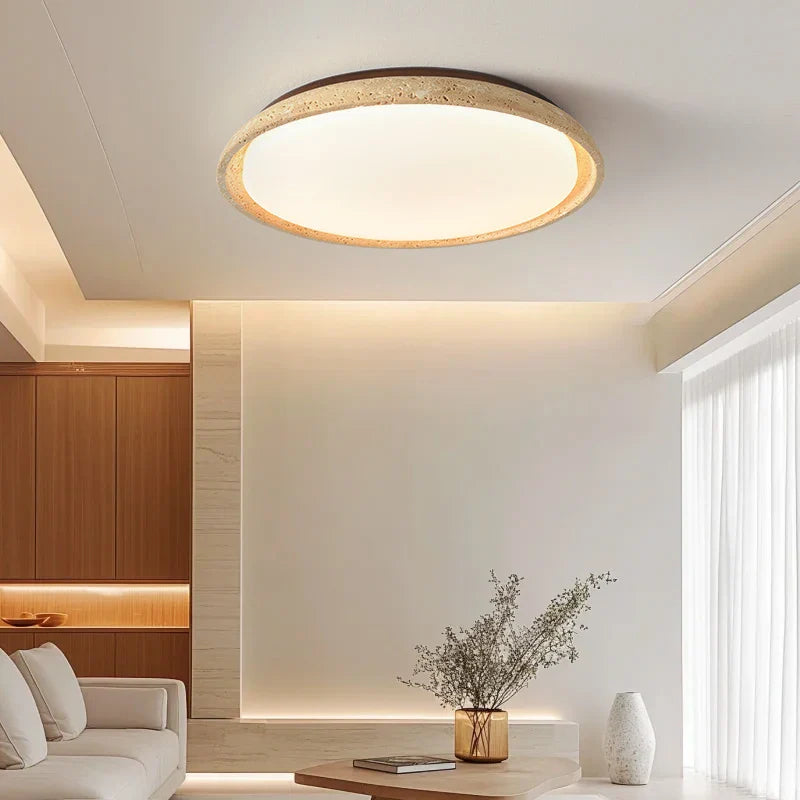Axyaa Acryl Travertine LED Ceiling Light - Natural Stone Modern Ceiling Lamp