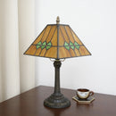 Axyaa Stained Glass Table Lamp 8" Cream Color Desk Light Home Office Bedroom